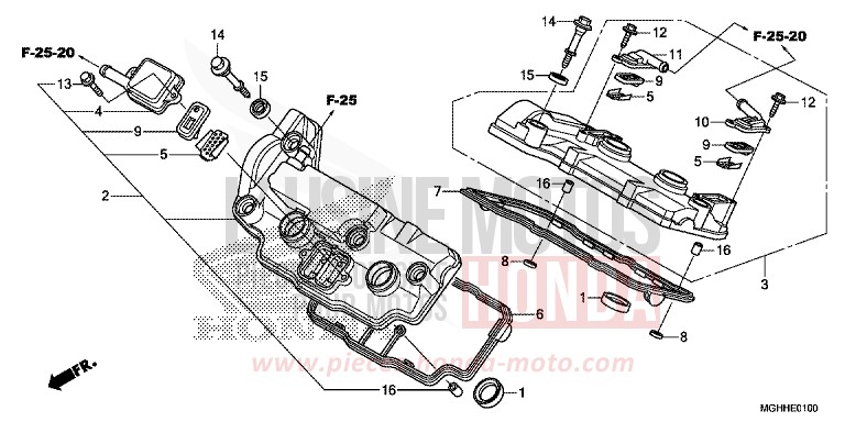 CYLINDER HEAD COVER for VFR1200X Dual Clutch CANDY PROMINENCE RED (R342B) from 2017